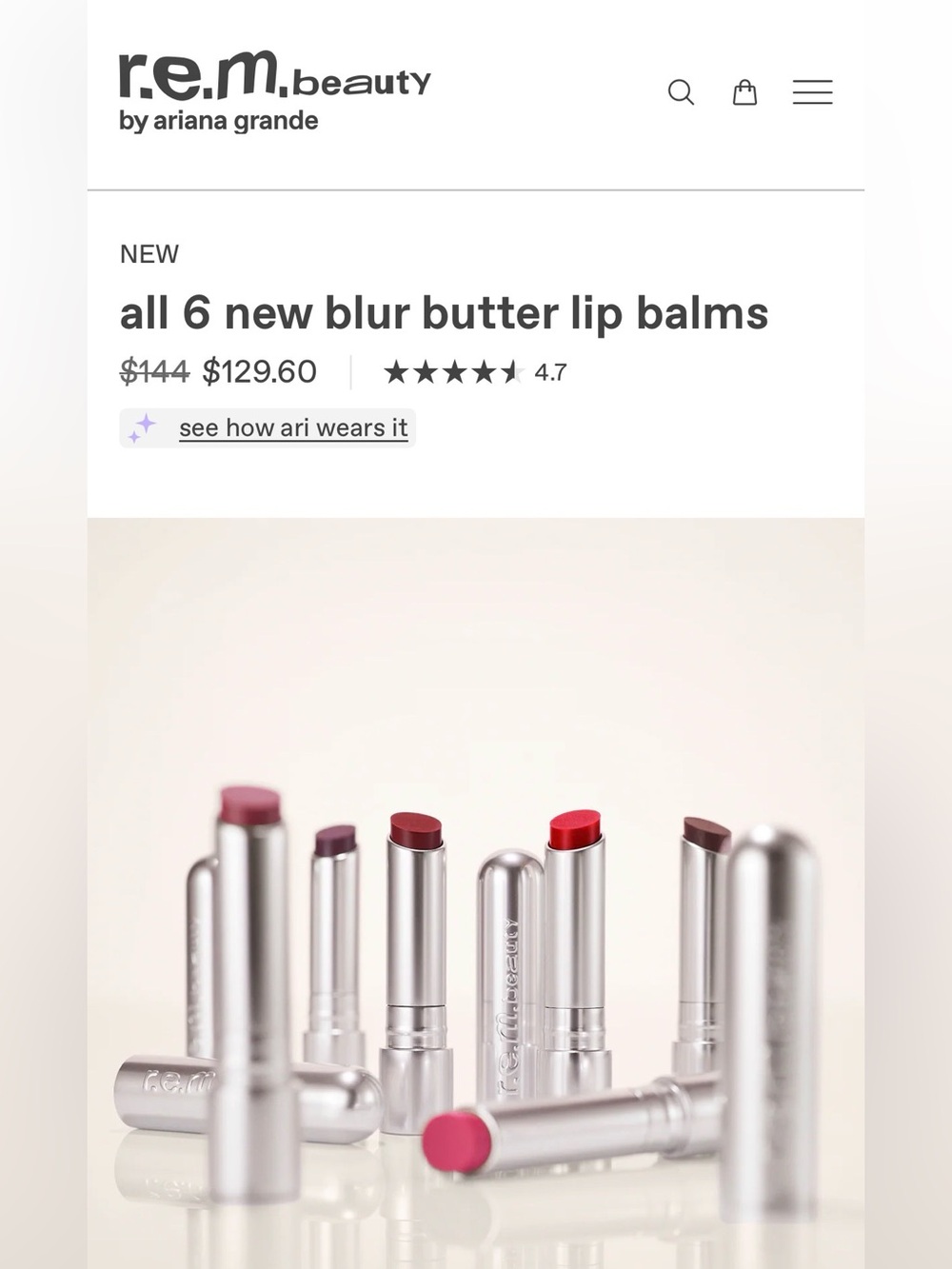 r.e.m. beauty Blur Butter Lip Balm - Brand New Collection Full set 6 count